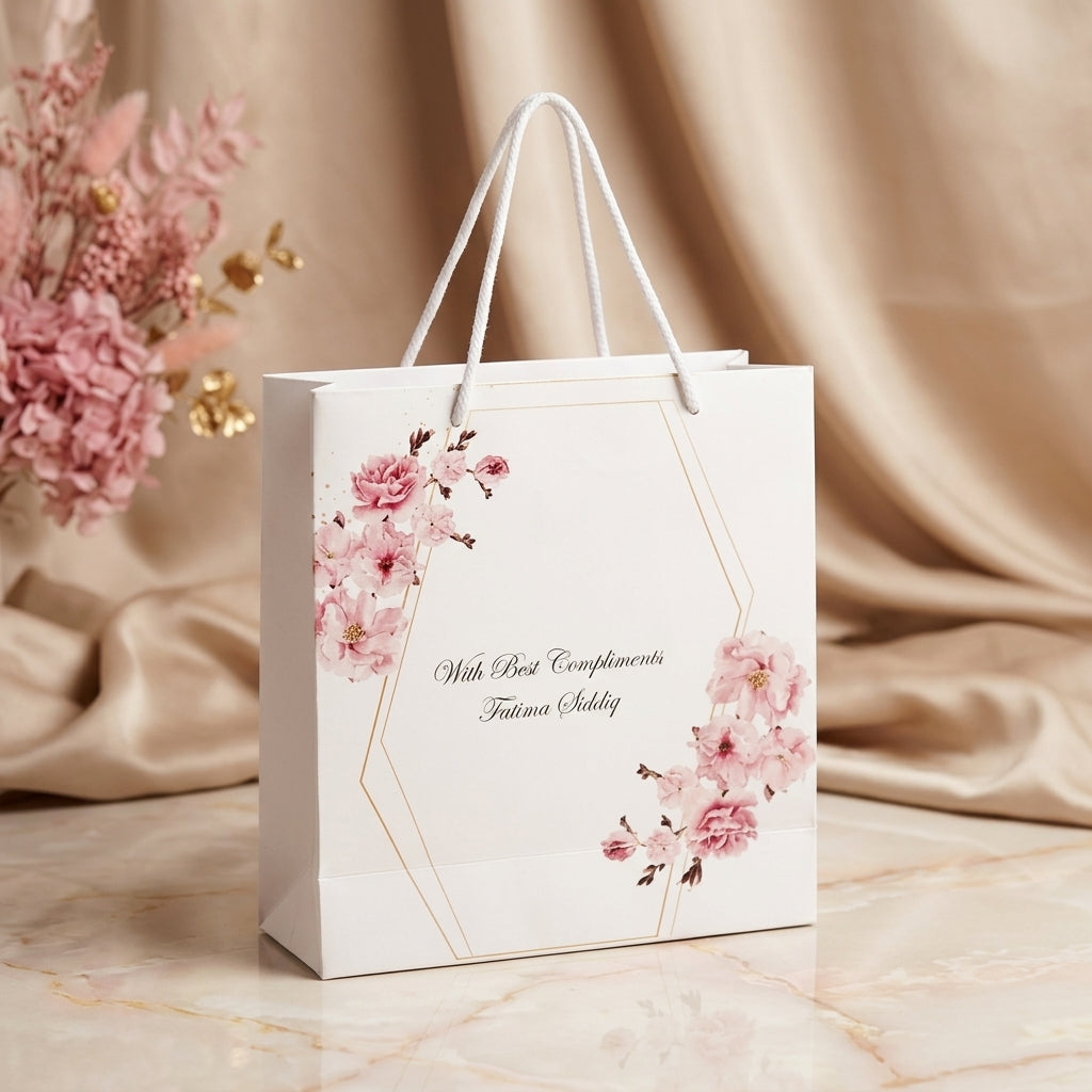 pink floral gift bag