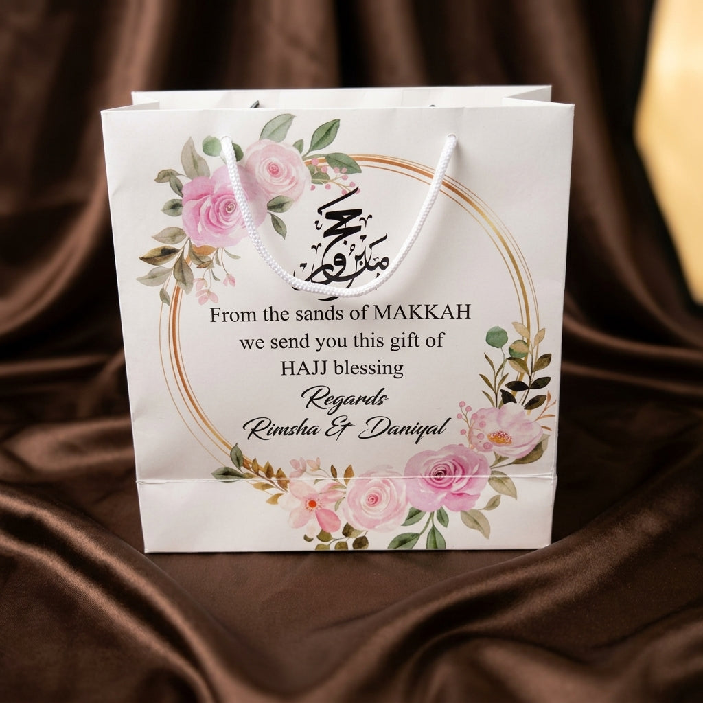 Small Hajj tabbaruk name gift bag HT-10019