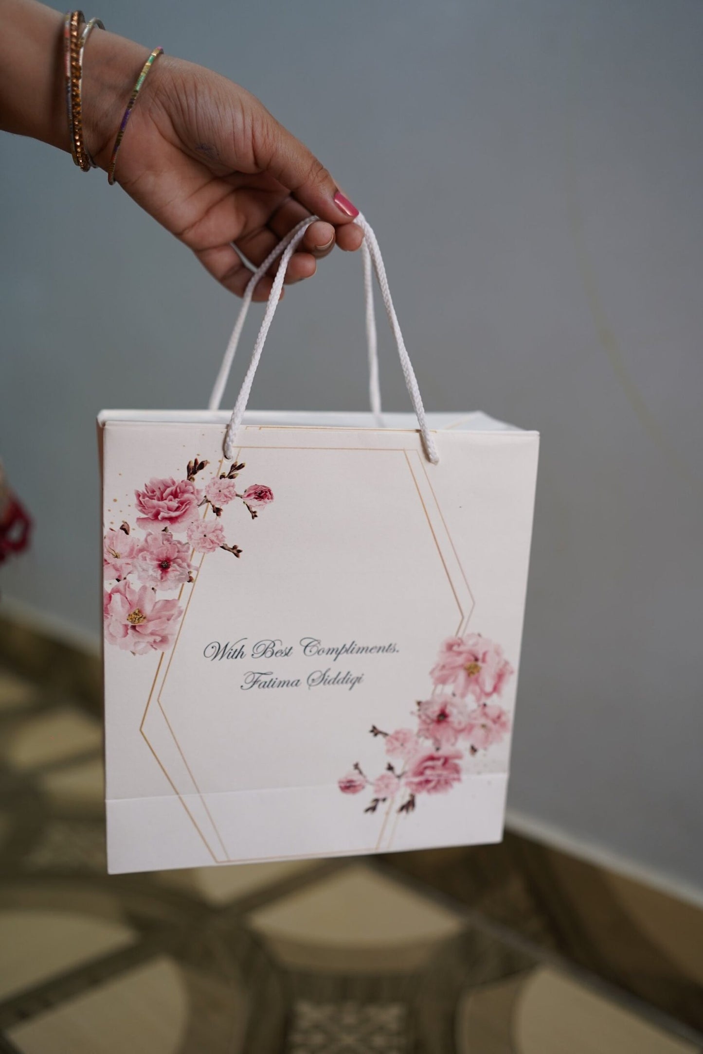 pink floral gift bag