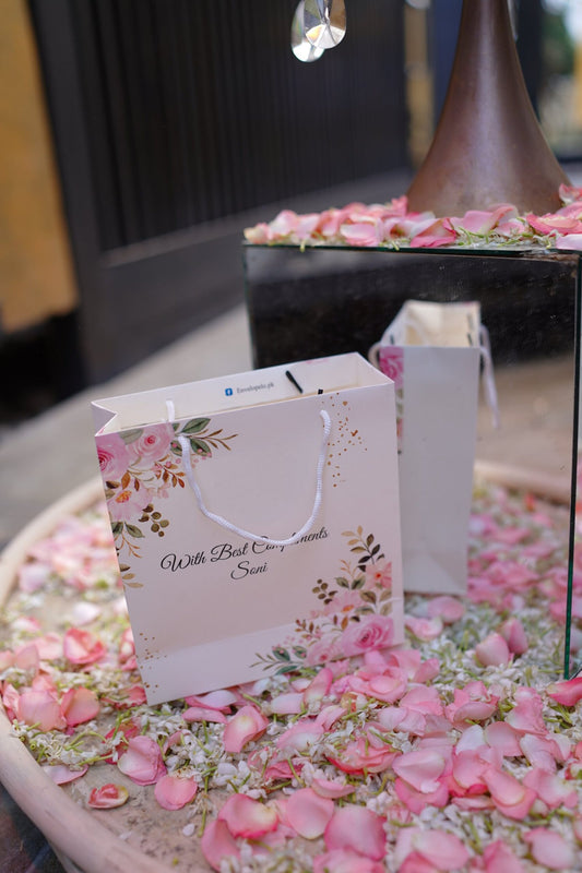 pastel pink flowers gift bag
