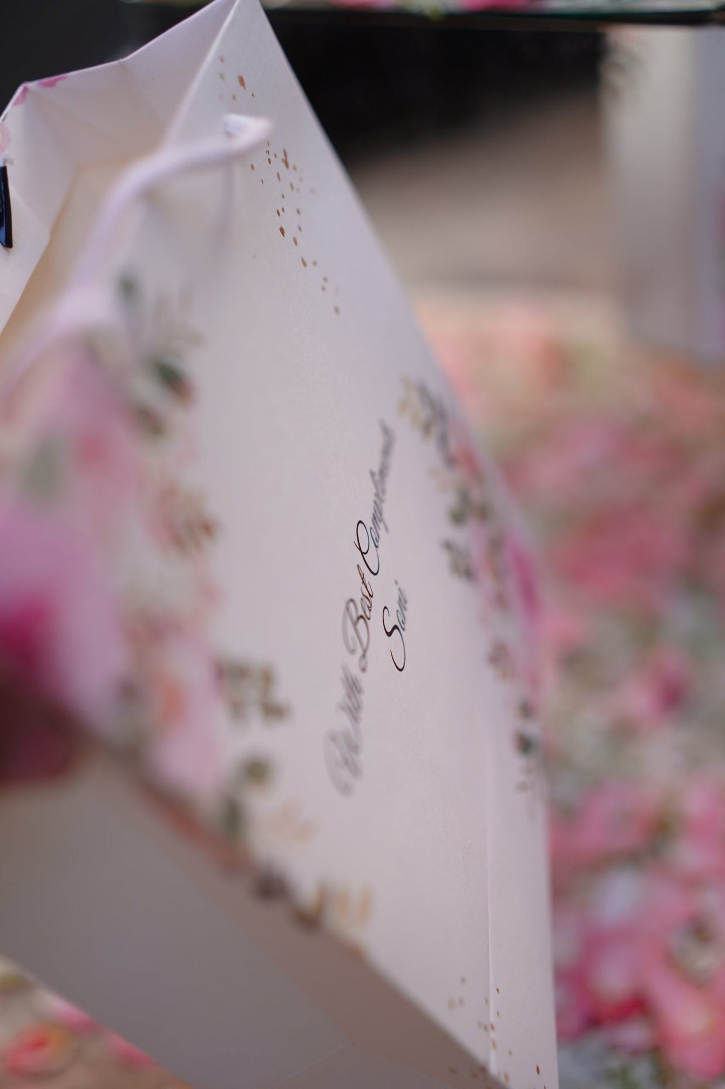 pastel pink flowers gift bag