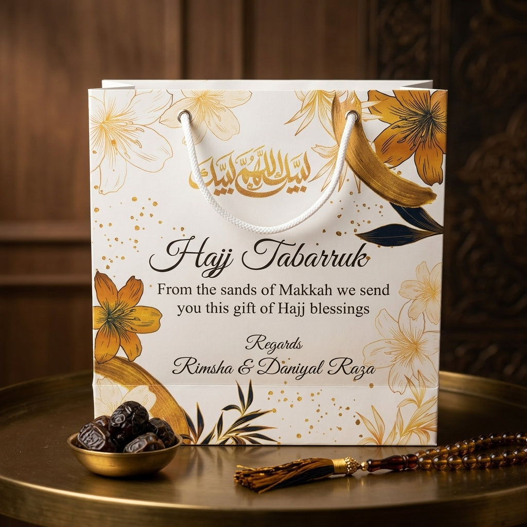 Small Hajj tabbaruk name gift bag HT-10055