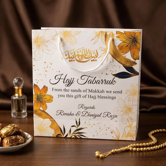 Small Hajj tabbaruk name gift bag HT-10055