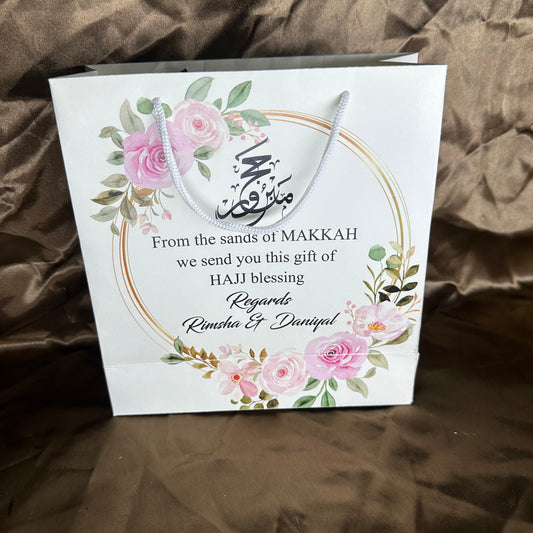Small Hajj tabbaruk name gift bag HT-10019