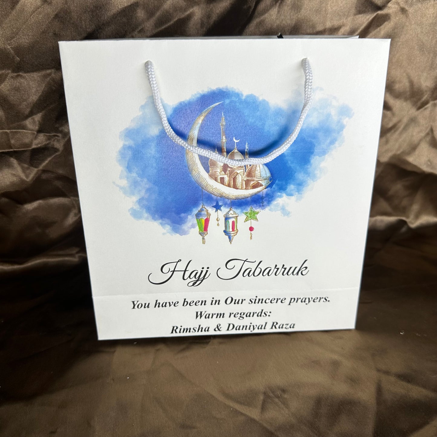 Small Hajj tabbaruk name gift bag HT-10039