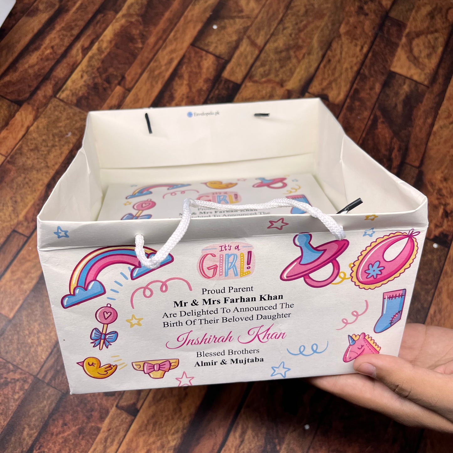 Birth Announcement /Mithai bag 009