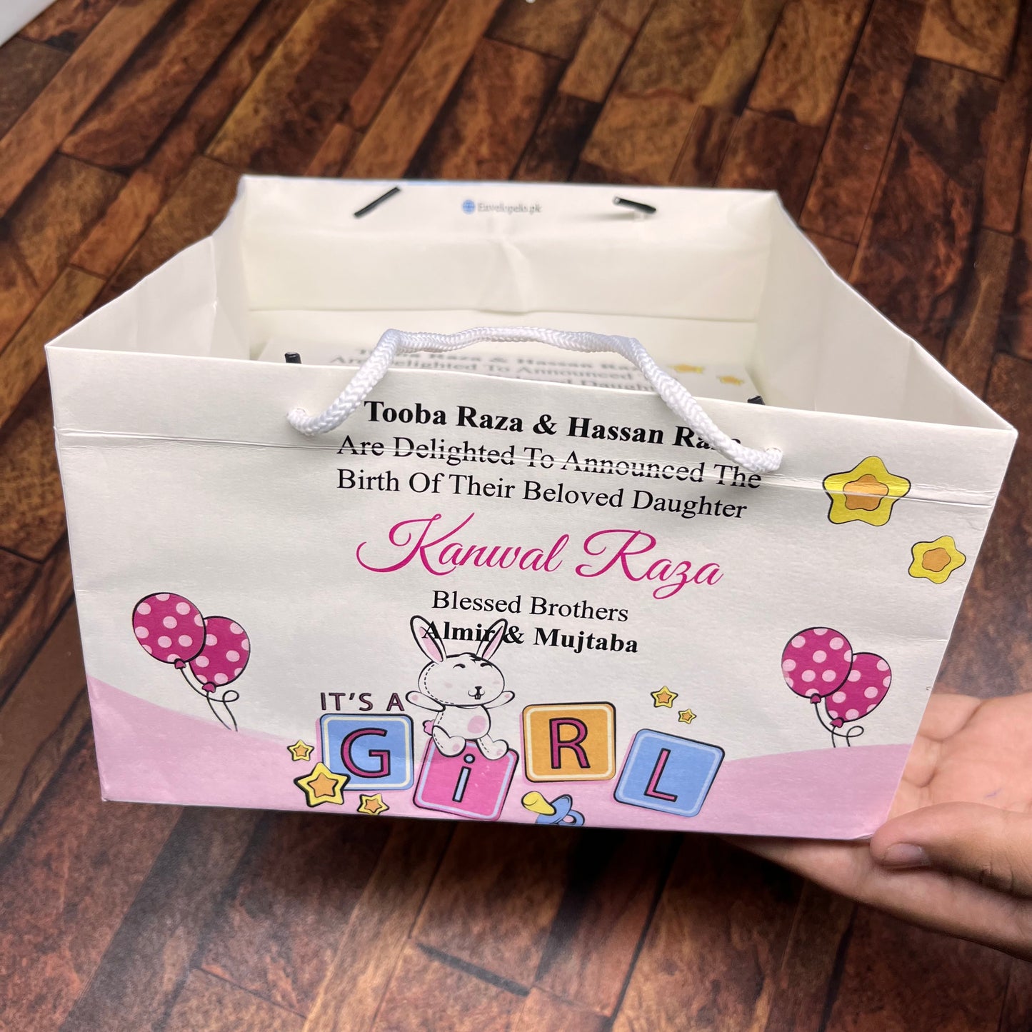 Birth Announcement /Mithai bag 001