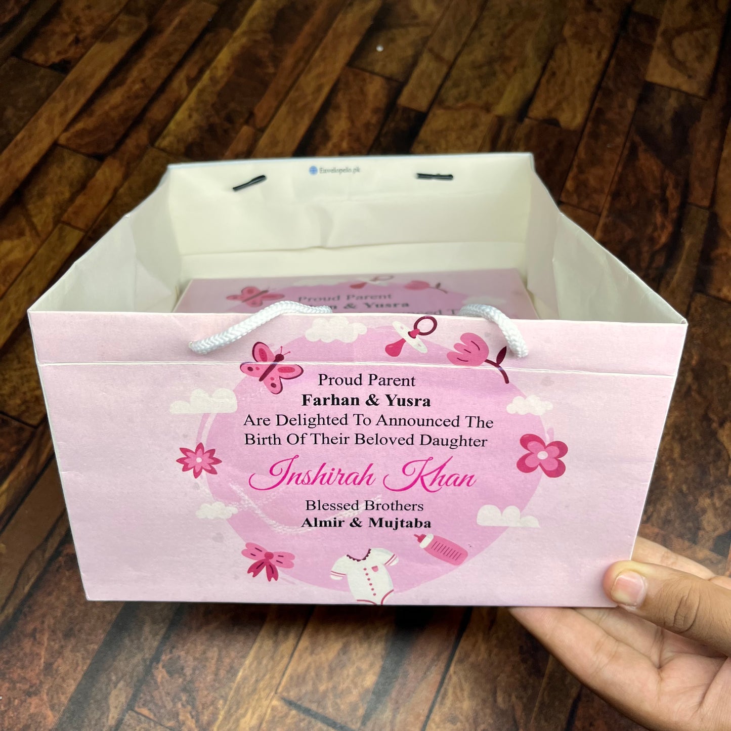 Birth Announcement /Mithai bag 004