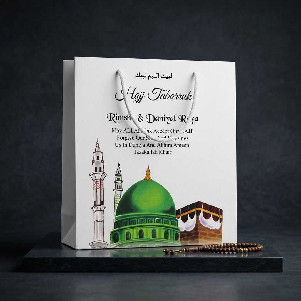 Small Hajj tabbaruk name gift bag HT-30005