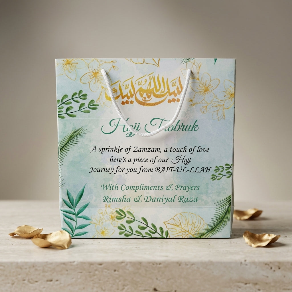 Small Hajj tabbaruk name gift bag HT-10013
